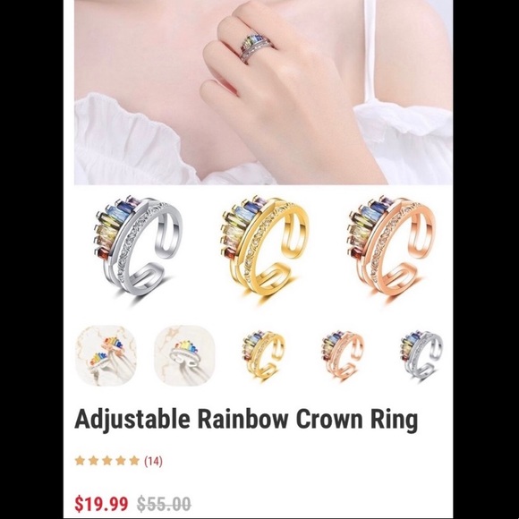🌈 Rose Gold Plated Adjustable Rainbow Ring - Picture 6 of 6
